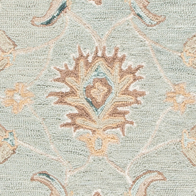 Desmondia Handmade Wool Aqua/Ivory Rug, Round 4'