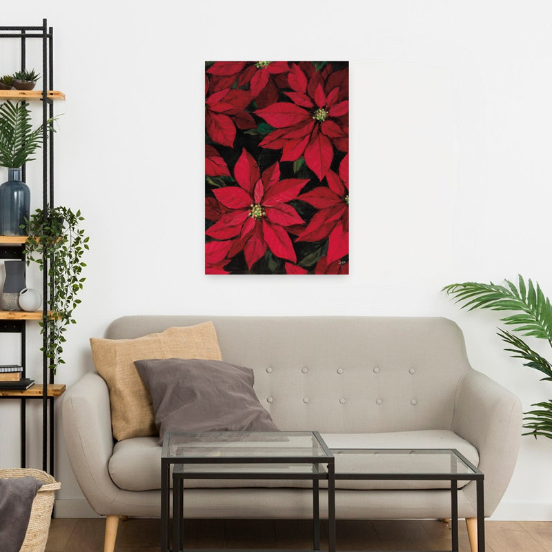 Art de fleur poinsettia de Noël I, H 24 po x l 16 po