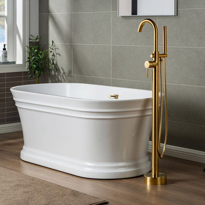 Cove 1 Handle Bathroom Freestanding Tub Filler with Diverter, Brushed Gold