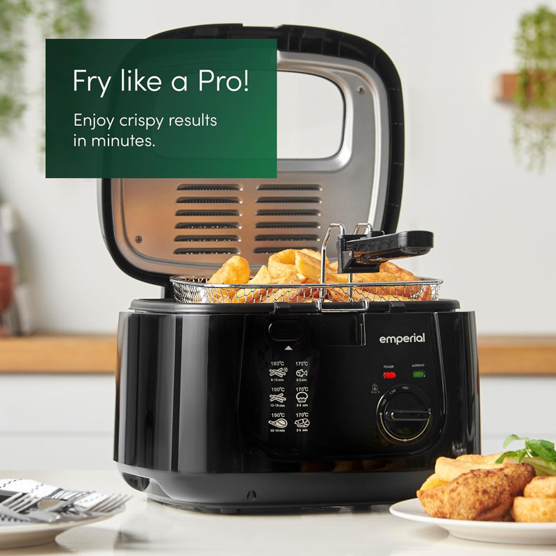 Emperial 2.5L Deep Fat Fryer Non-stick Pan with Adjustable Temperature Control, Removable Basket & Viewing Window - 1800W