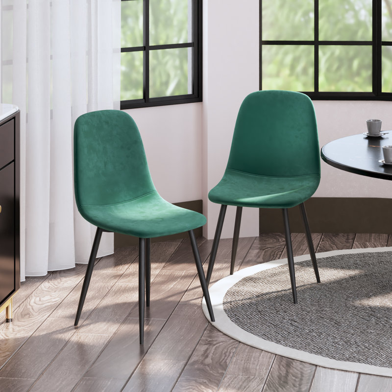 Sidon 47cm H Velvet Upholstered Metal Side Chair, Green