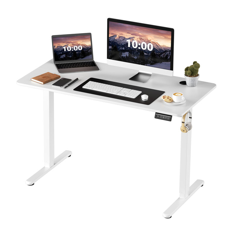 Bureau debout réglable électrique Oishee, Blanc, H 46,5 po x l 47 po x P 24 po