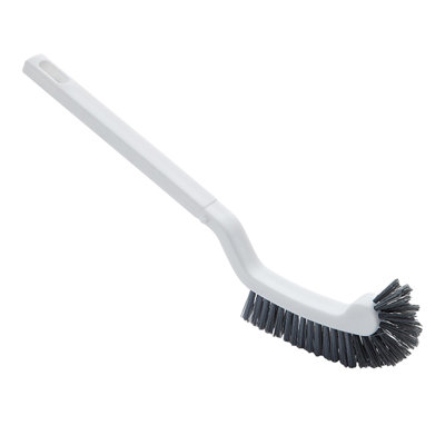 Brosse de nettoyage pour salle de bain, poignée en plastique à poils raides, toilette et plancher, 13,4 x 3,2 x 0,8 po, blanc