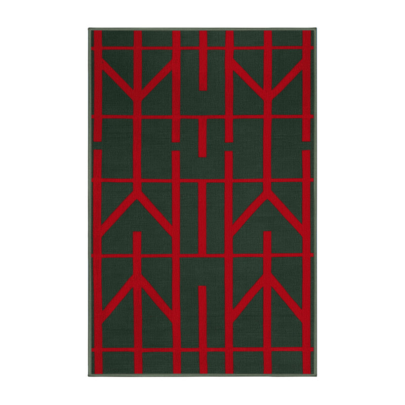 Machine Washable Trellis Green Area Rug, Rectangulaire 7 pi x 10 pi