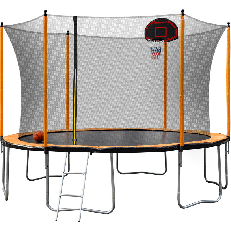 OFIYAA Round Backyard Trampoline with Safety Enclosure