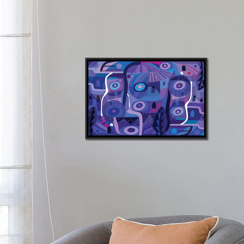 «Blue Pozole» par Charles Harker, impression sur toile tendue, H 40 po x l 60 po x P 1,5 po, Toile avec cadre flottant noir