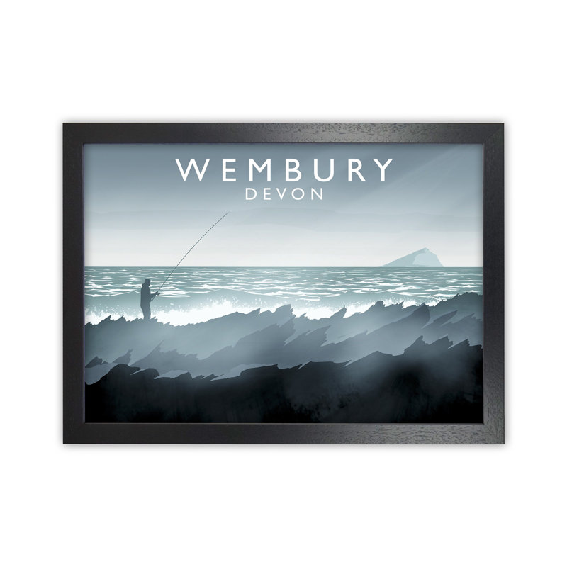 Wembury by Richard O'Neill - Print, Black Framed, 24cm H x 34cm W x 3cm D