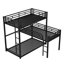 Lit superposé simple en forme de L en métal noir avec lattes et bureau sécurisés, cadre solide pour la sécurité, rangement idéal pour les petites chambres, aucun sommier requis, dortoir multifonctionnel