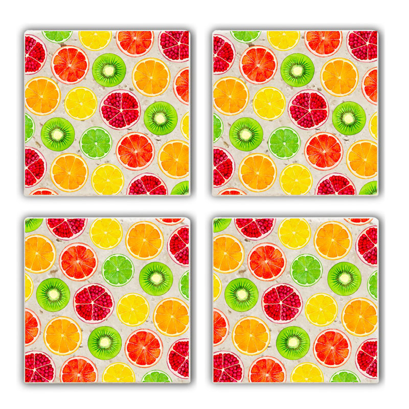 Premium Natural Stone Glass Mat Set (4 Pieces), 3.9 x 3.9 x 0.4 inches | 100% Natural Stone for Durability & Elegance | Perfect for Protecting Surfaces, Ideal for Home & Office Use, Stylish & Functional Design