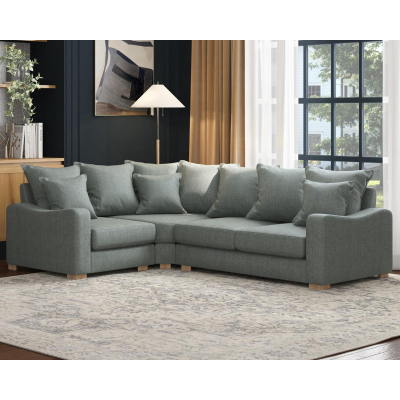 Theadford Corner with two seats, Scatter Back, Royal Blue Polyester, Right Hand Facing