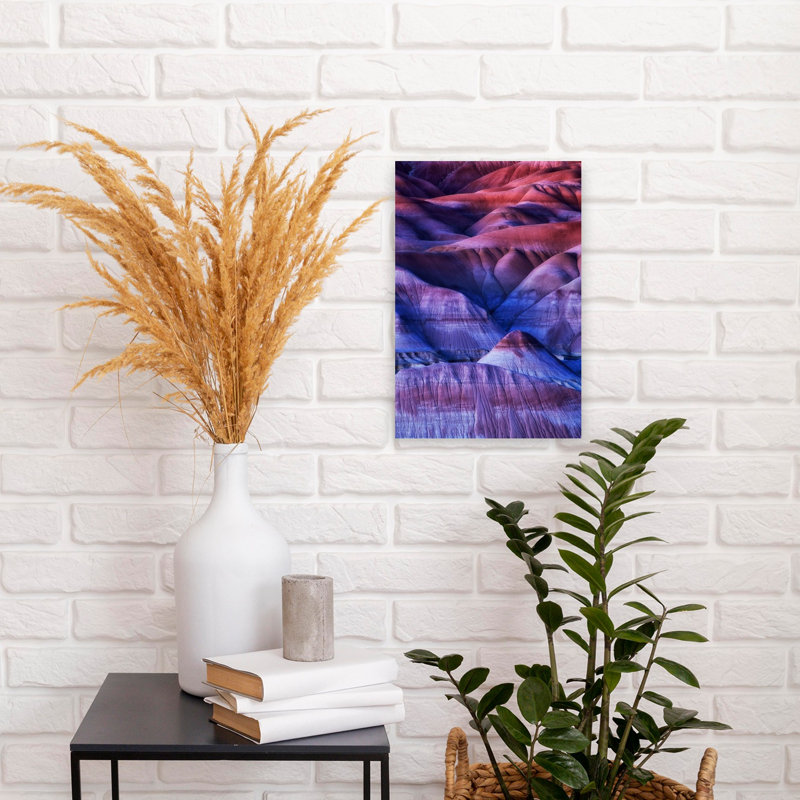 Ondes ondulées colorées abstraites colorées, paysage dramatique, violet, paysage, impression murale, H 18 po x l 12 po