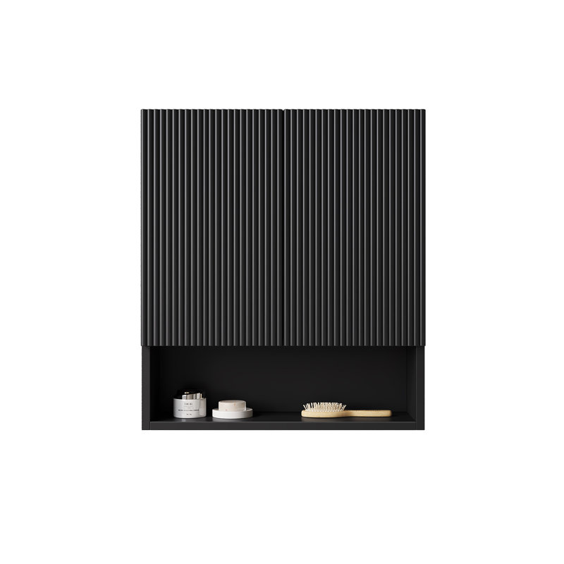 TOBI 26" Wall-Mounted Striped Bathroom Cabinet, Black