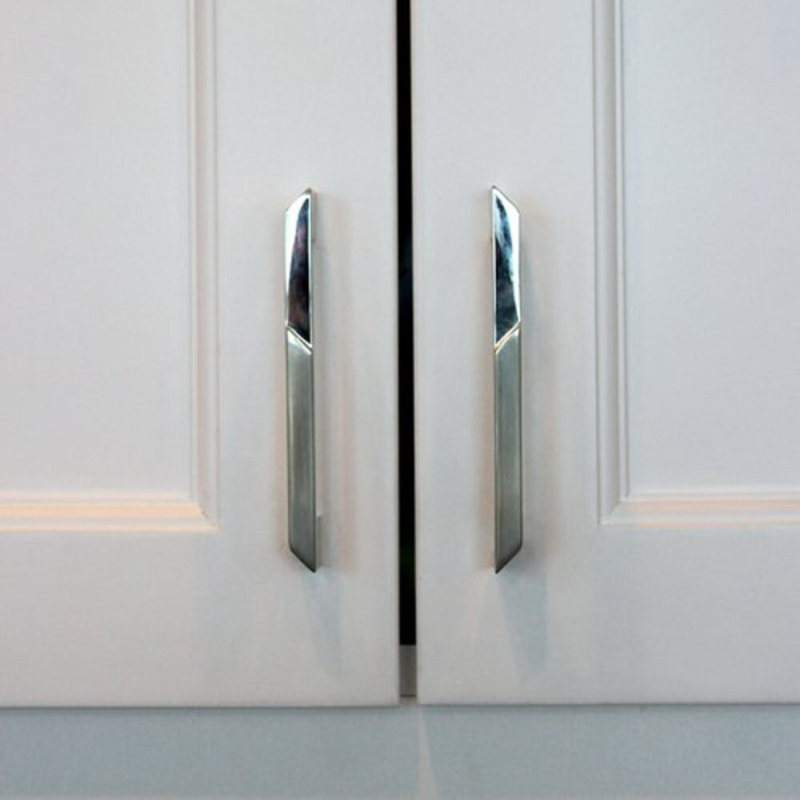 Pyramid Bar / Handle Pull, 10 3/4", Solid Brass/Brushed Polished Nickel  Plated