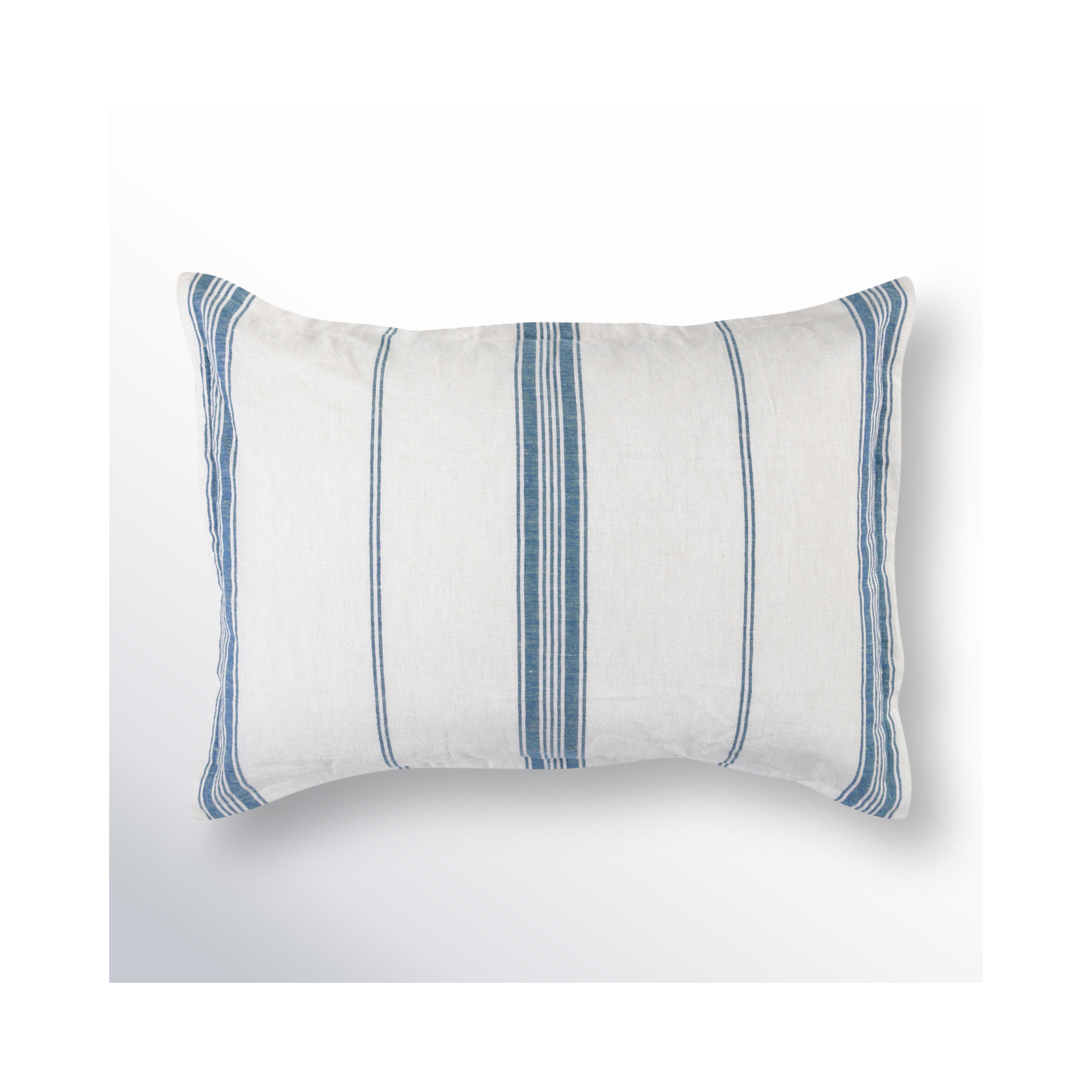 Fleta Stripe Cotton Blend Sham, White/Blue Stripe, Standard