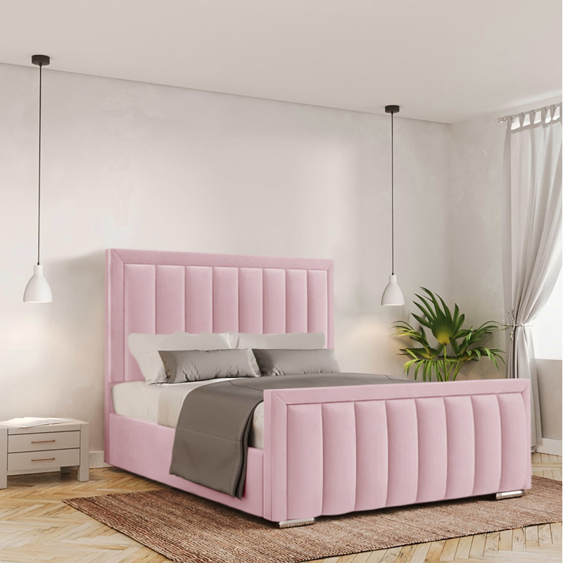 Bhopal Upholstered Ottoman Storage Bed, Pink, Super King (6')