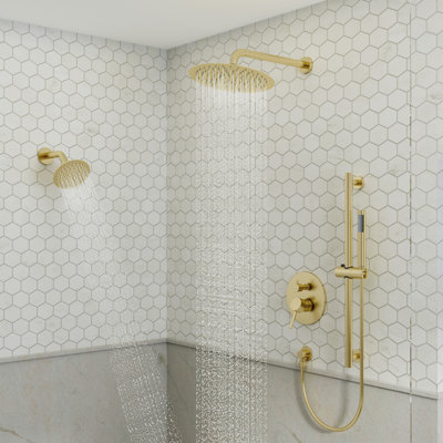 Système de douche à 6 réglages de 10 pouces avec pomme de douche double et barre coulissante