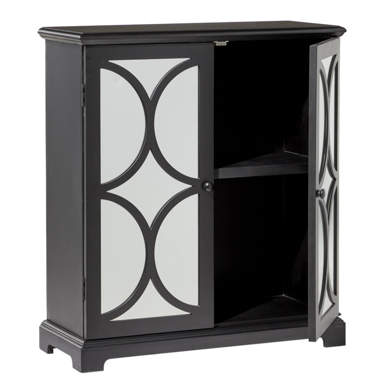 Armoire d'appoint à miroir 2 portes Wilmar, Noir
