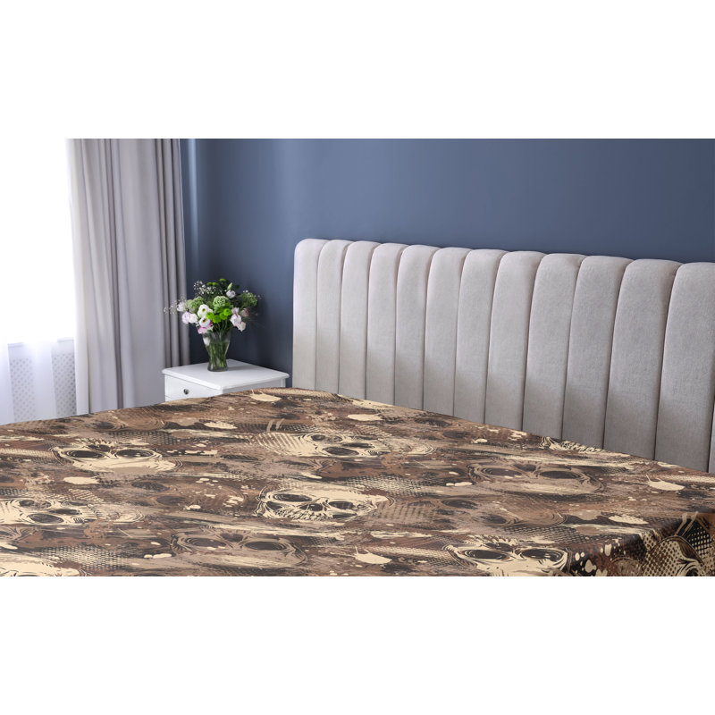 Drap-housse Ambesonne Spooky Design Halloween Goth Boho Champagne Umber Cocoa