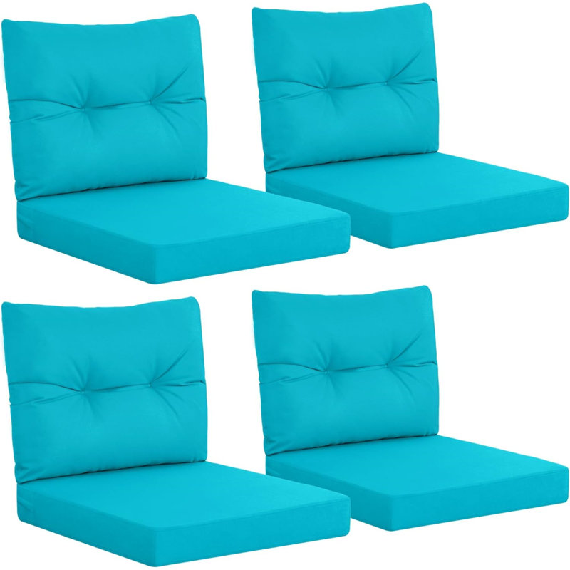 Outdoor Loveseat Cushion Set of 4, 24"x24"x4" Waterproof Deep Seat & Backrest Patio Cushions for Bench, Swing or Couch, Aruba