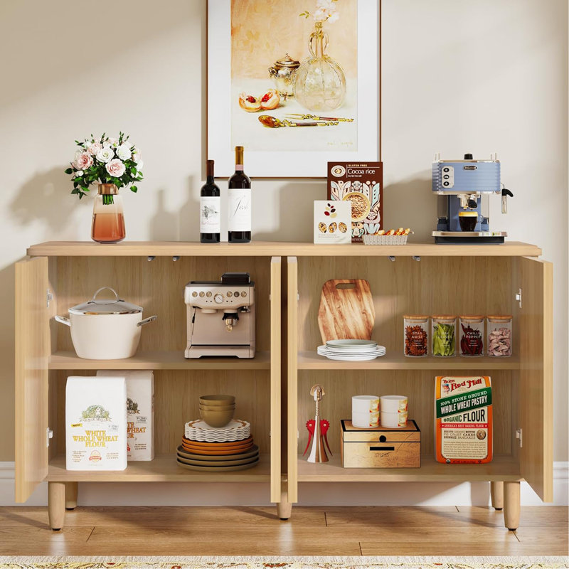 59.74" Modern Walnut Buffet Sideboard Cabinet With Storage, Walnut