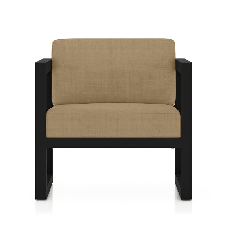 Avion Patio Chair with Sunbrella Cushions, Canvas Heather Beige Sunbrella® Canvas, Black