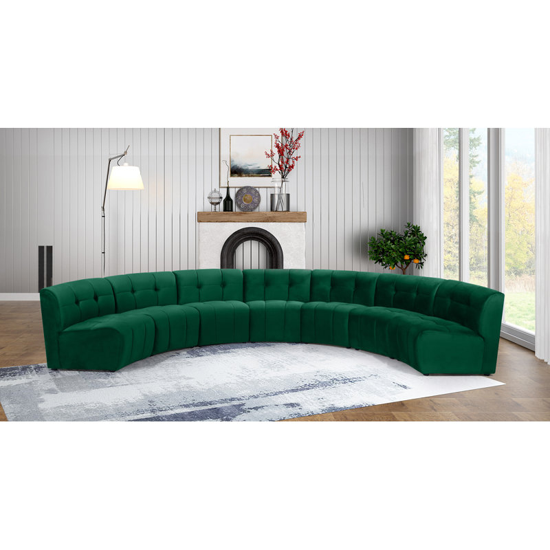 Jedson Velvet Sectional Symmetrical, Green Velvet
