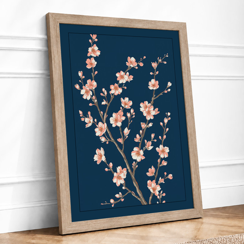 Ascending Blossom Branch Botanical - Framed Print, A3 - 42.0 x 29.7 cm, Oak
