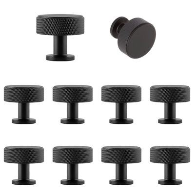 Paquet de poignées rondes noires matte 1-3 / 8 po Kent
