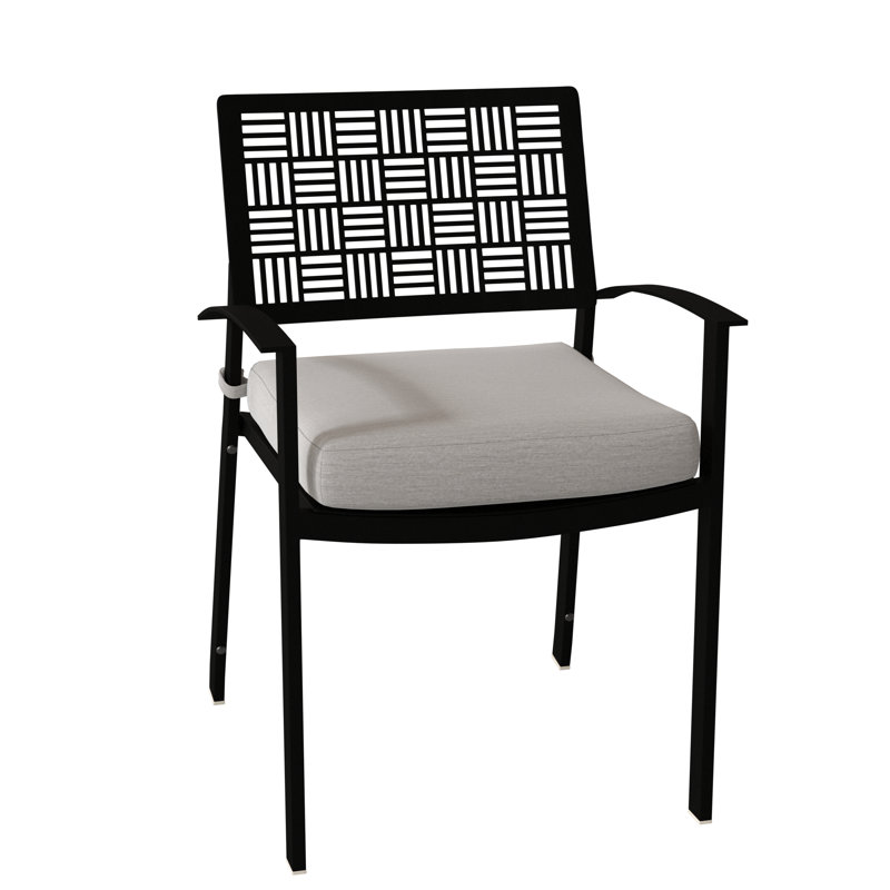 New Century Outdoor Dining Armchair, Pewter, Impact Vapor Gray Sunbrella®