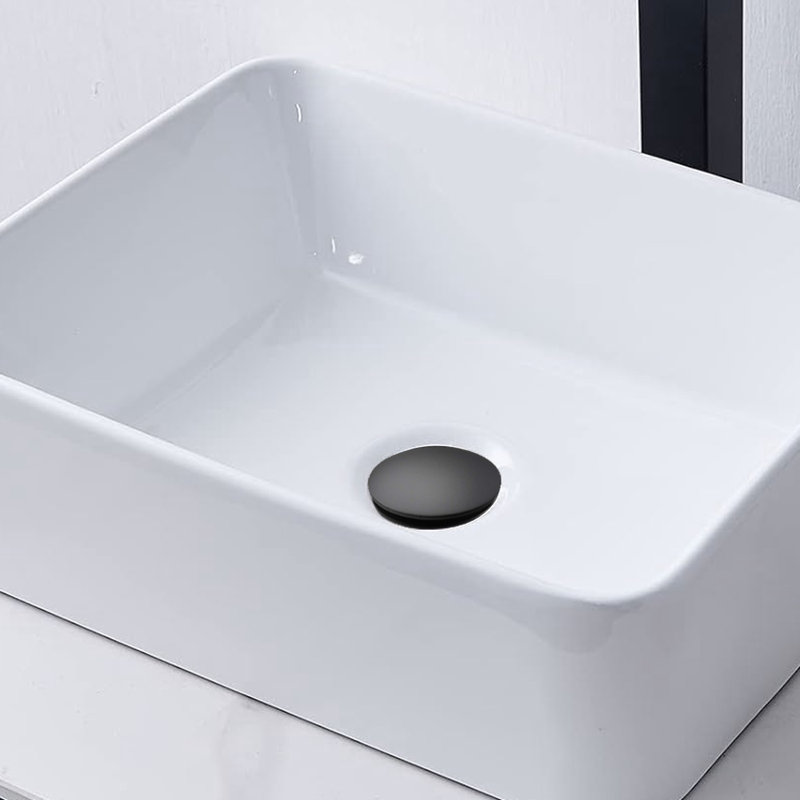 Drain escamotable de salle de bain sans vasque de débordement, acier inoxydable, deux pièces, Noir mat