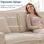 Canapé 2 places en velours côtelé beige, accoudoirs carrés de 150 cm, structure en bois massif et poche de rangement pratique.-2101285569