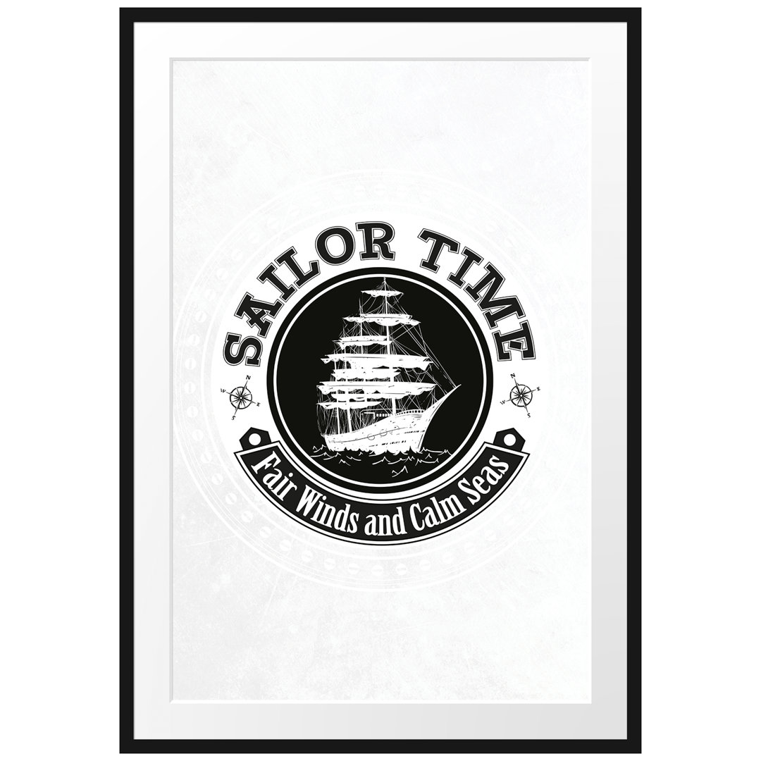 Gerahmtes Poster Sailor Time Black Leinwand