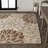 Zinnia Modern Floral Textured Weave Brown/Cream Indoor/Outdoor Rug-574960214