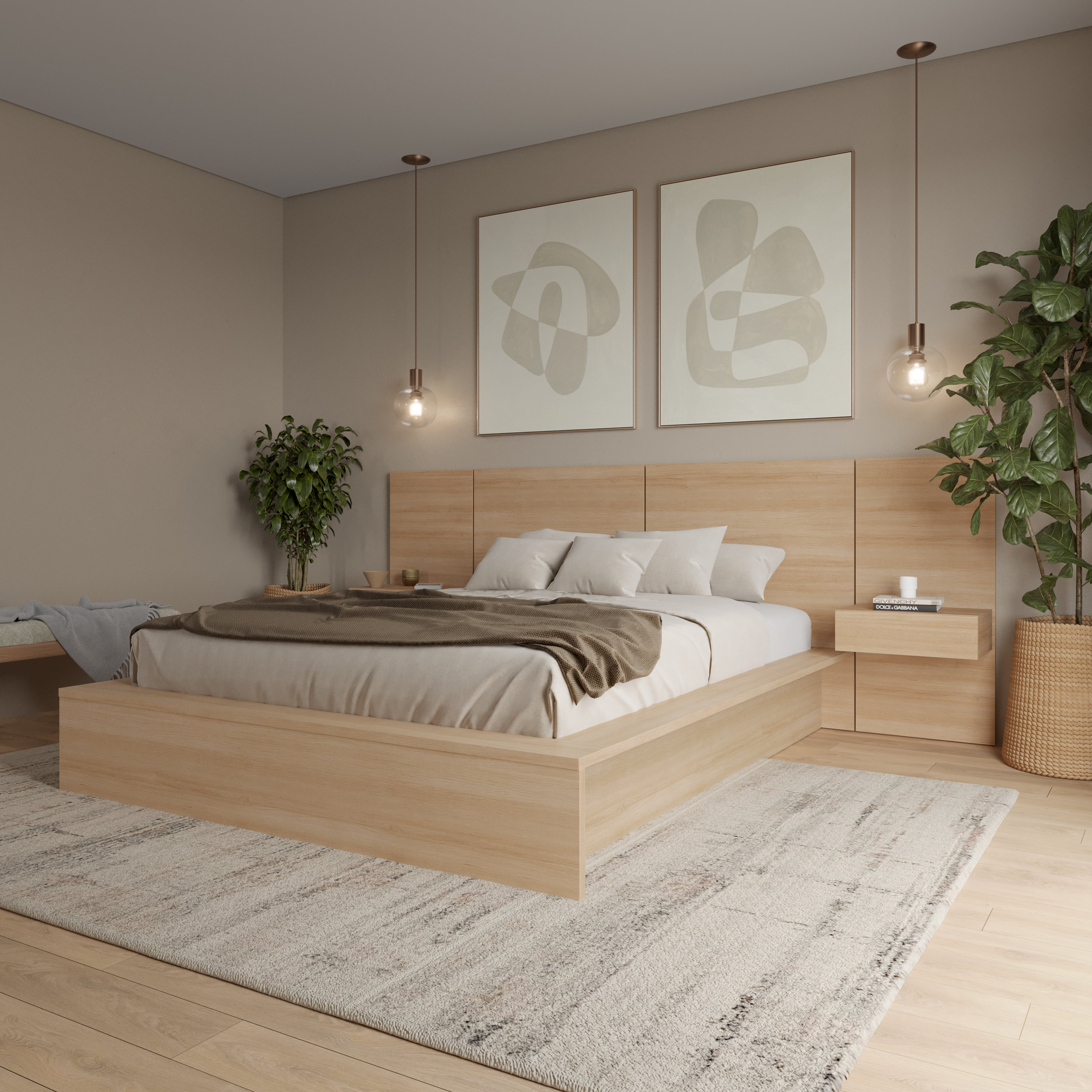 Hokku Designs James 4 Piece Bedroom Set with Floating Nightstands ...