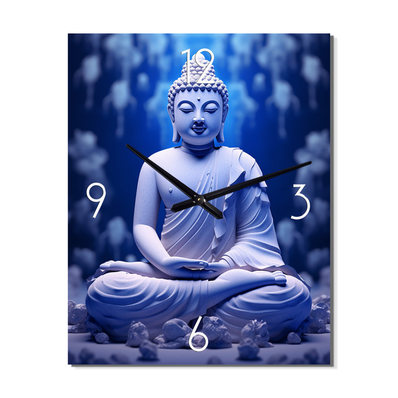 Horloge murale bouddique bleue Meditation, Grand