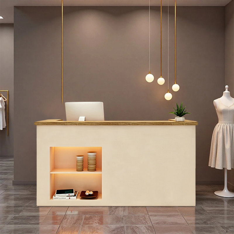 Bureau de réception moderne pour magasin de vêtements, magasin de détail et salon, comptoir avec rangement, aucun assemblage requis