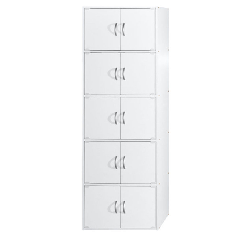 70.1" White Lockable Office Storage Cabinet with Shelves