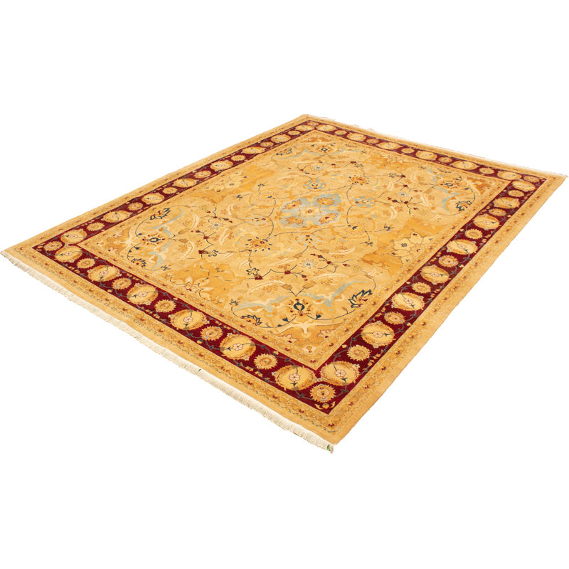Tapis décoratif en laine noué à la main de conception unique 9 pi 2 po x 11 pi 10 po noué à la main New Age
