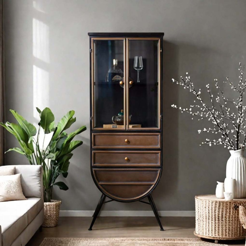 Industrial Style Display Cabinet Bookcase