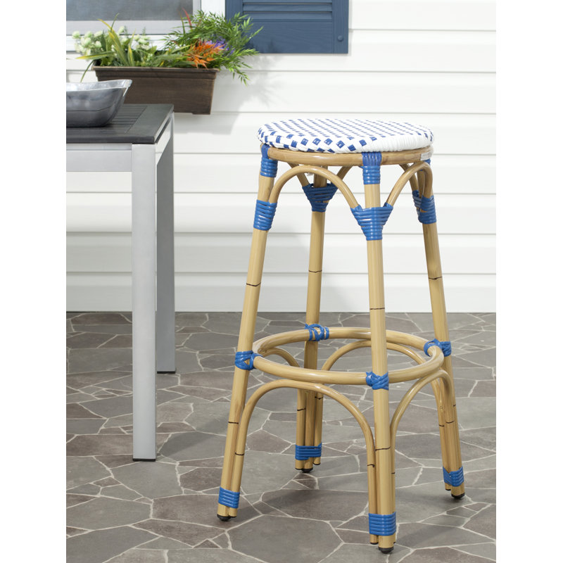 Outdoor Charley Bar Stool, Blue/White