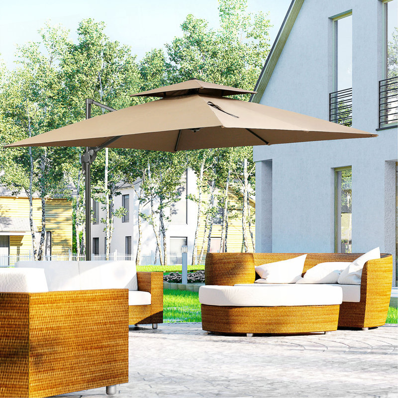 Parasol excentré 10 pi avec base Outsunny, Beige