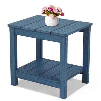 17.72 In. All Weather 2-Tier Rectangular Hips Outdoor Side Table，Blue