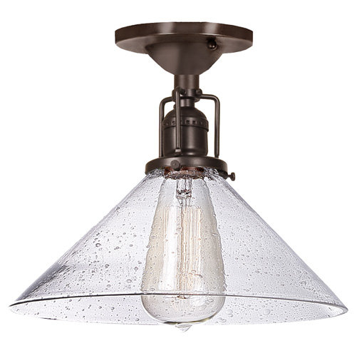 Shumway Glass Semi Flush Mount, Oil Rubbed Bronze, Clear