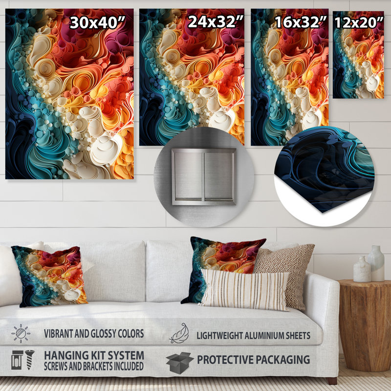 Rainbow Reverie Collages I - Art mural abstrait en métal, H 32 po x l 16 po x P 1 po