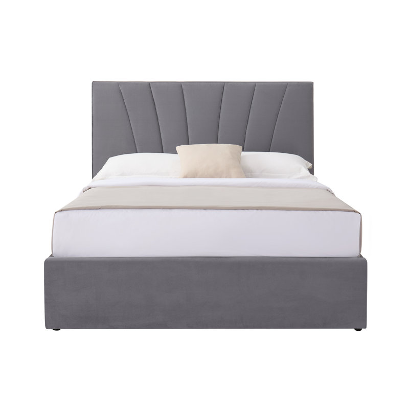 Bayson Upholstered Double (4'6) Bed, Sapphire, Grey