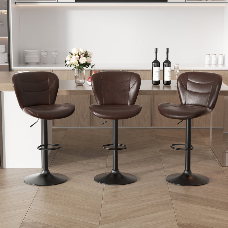Adjustable Height Counter Stool with Metal Frame, Coffee