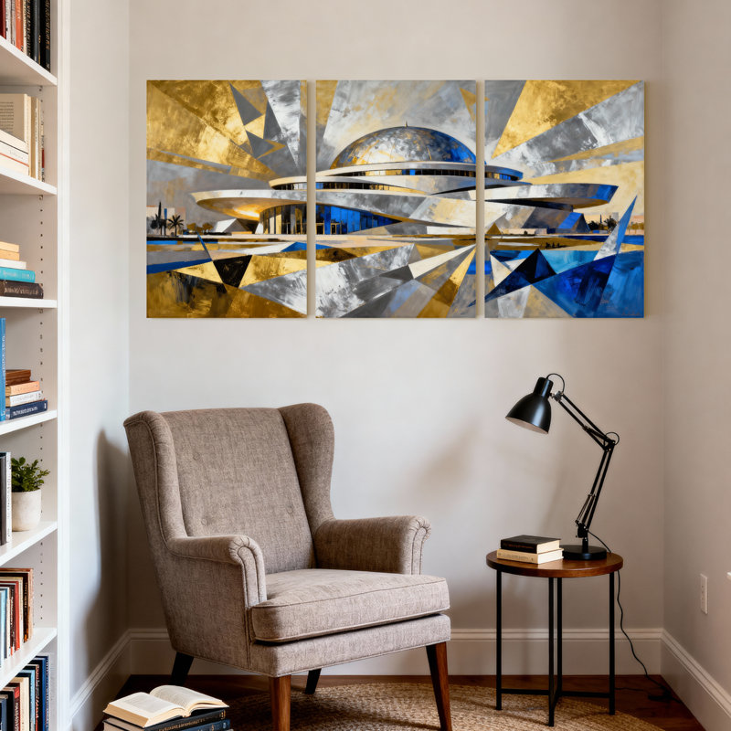 Cités et pays, ensemble de 3 reproductions d'art sur toile, H 24 po x l 48 po