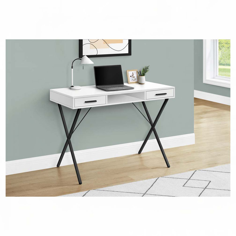 Bureau d'ordinateur à domicile avec tiroir, Blanc/Noir