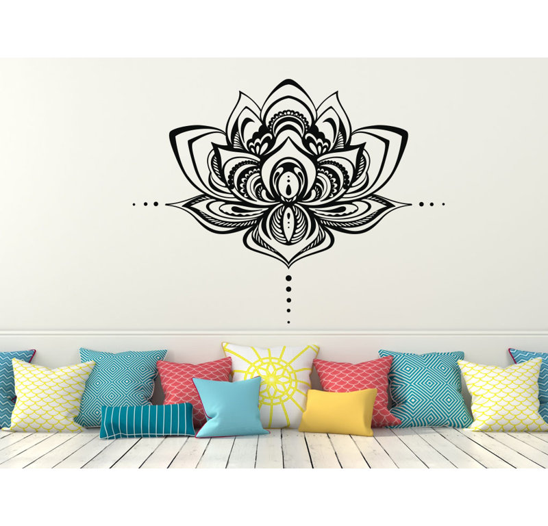 Décalcomanie murale fleur lotus Natazhat, Noir