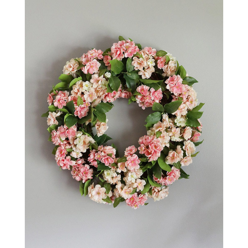 Faux Cherry Blossom Wreath 24"